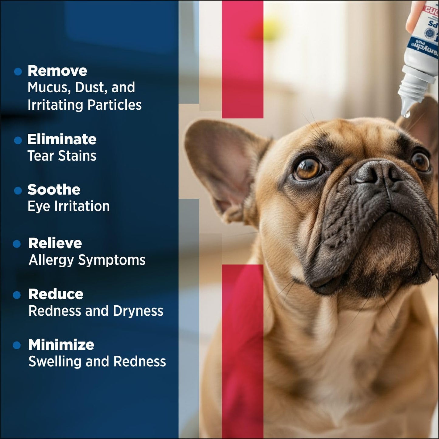 Hypochlorous acid eye drop formula for clearing dog and cat tear stains