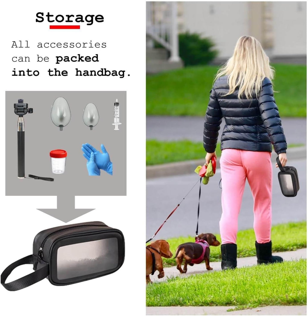 Telescopic pet urine collector handle showing zero to ninety degree adjustable angle head