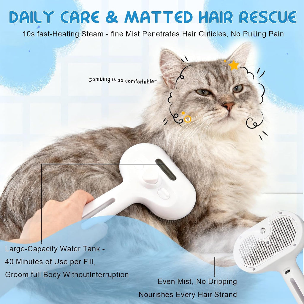 Siciry electronic pet deshedding brush showing the cool mist spray function
