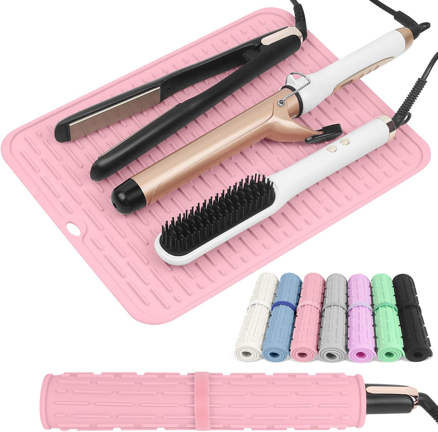 Amijeal oversize silicone heat resistant mat for hair tools front view
