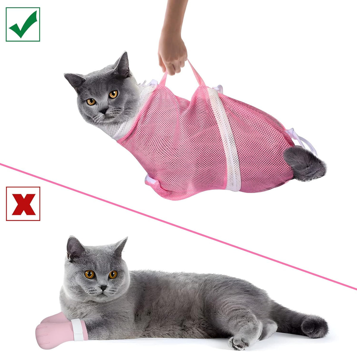 JULMELON cat restraint bag showing zipper openings for easy paw access