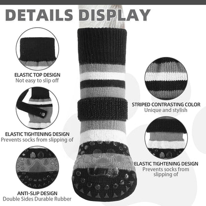 Close up of double sided silicone grip on dog socks