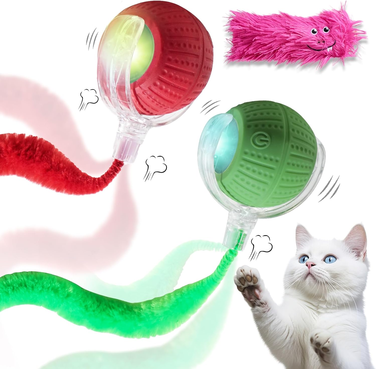 Nvted 2 piece interactive cat toy balls front view