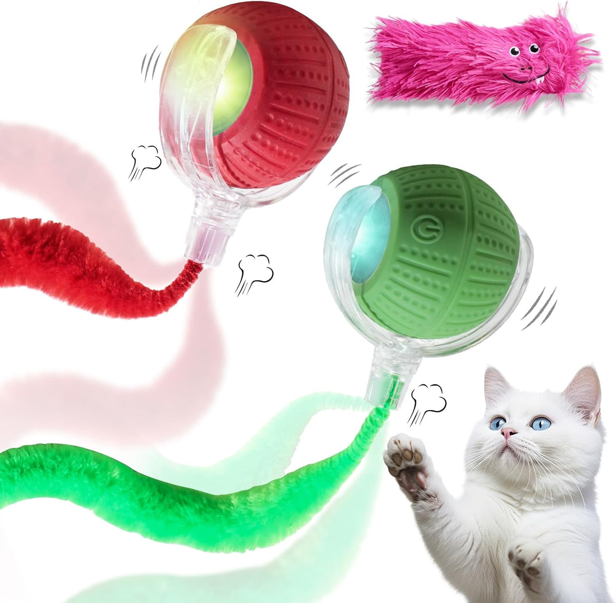 Nvted 2 piece interactive cat toy balls front view