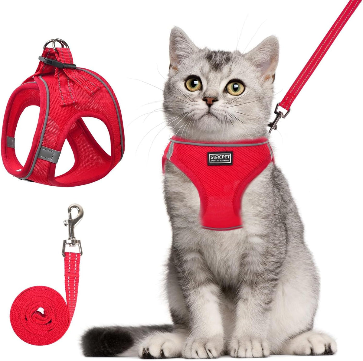 Cat Harness and Leash Set, Soft and Breathable Vest with Reflective Strip, Escape Proof Kitten Harness, Easy to Wear for Cats Walking and Traveling (Purple, M) - Image 12