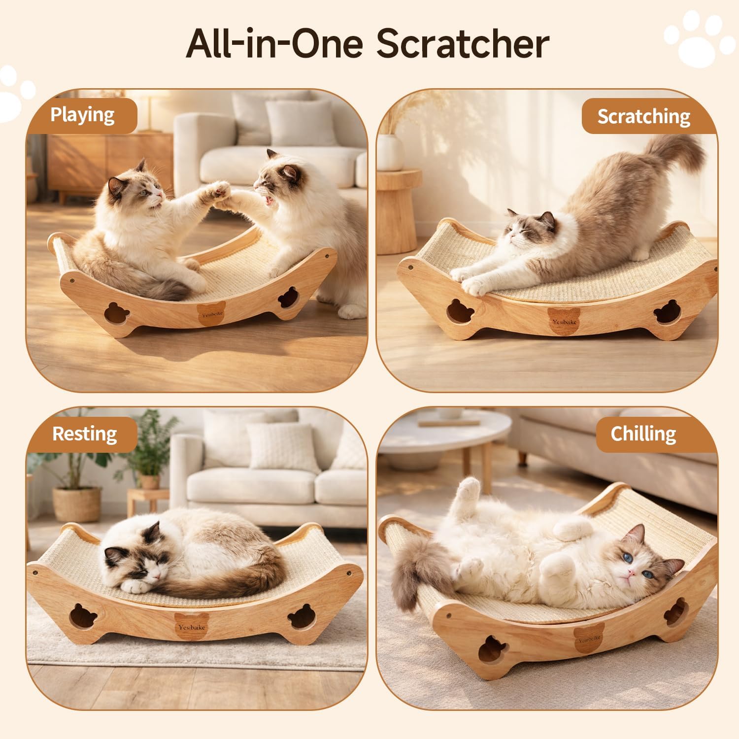 Side profile of Yesibeike cat scratcher bed design