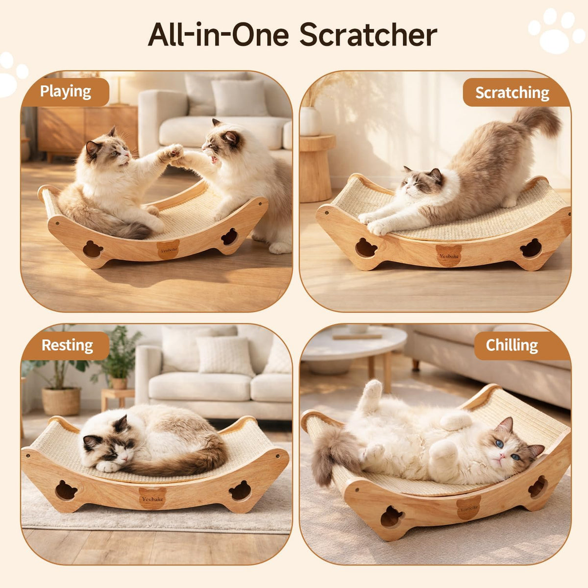 Side profile of Yesibeike cat scratcher bed design