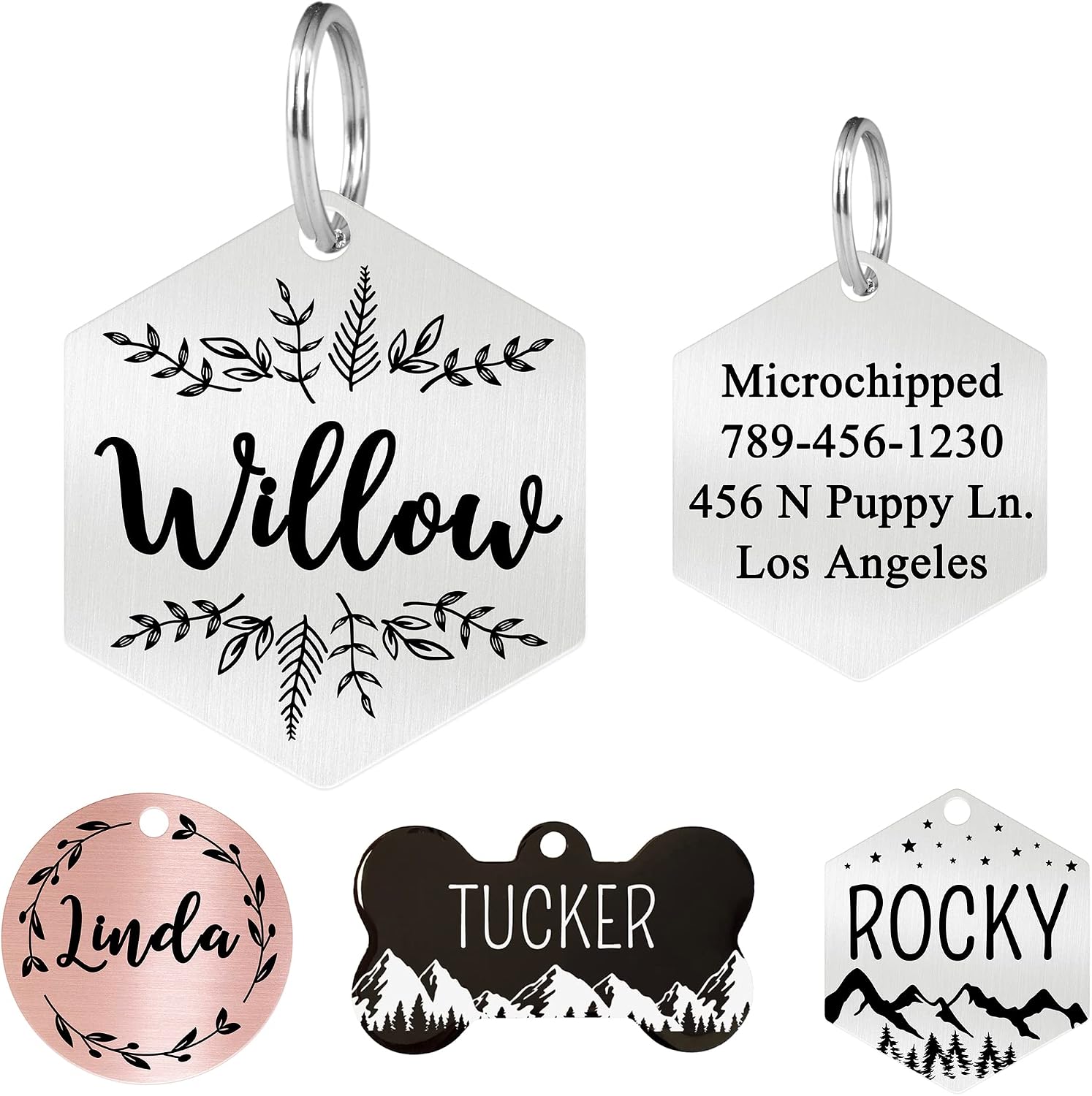 Ultra Joys authentic USA imported custom pet ID tag packaged with secure attachment rings