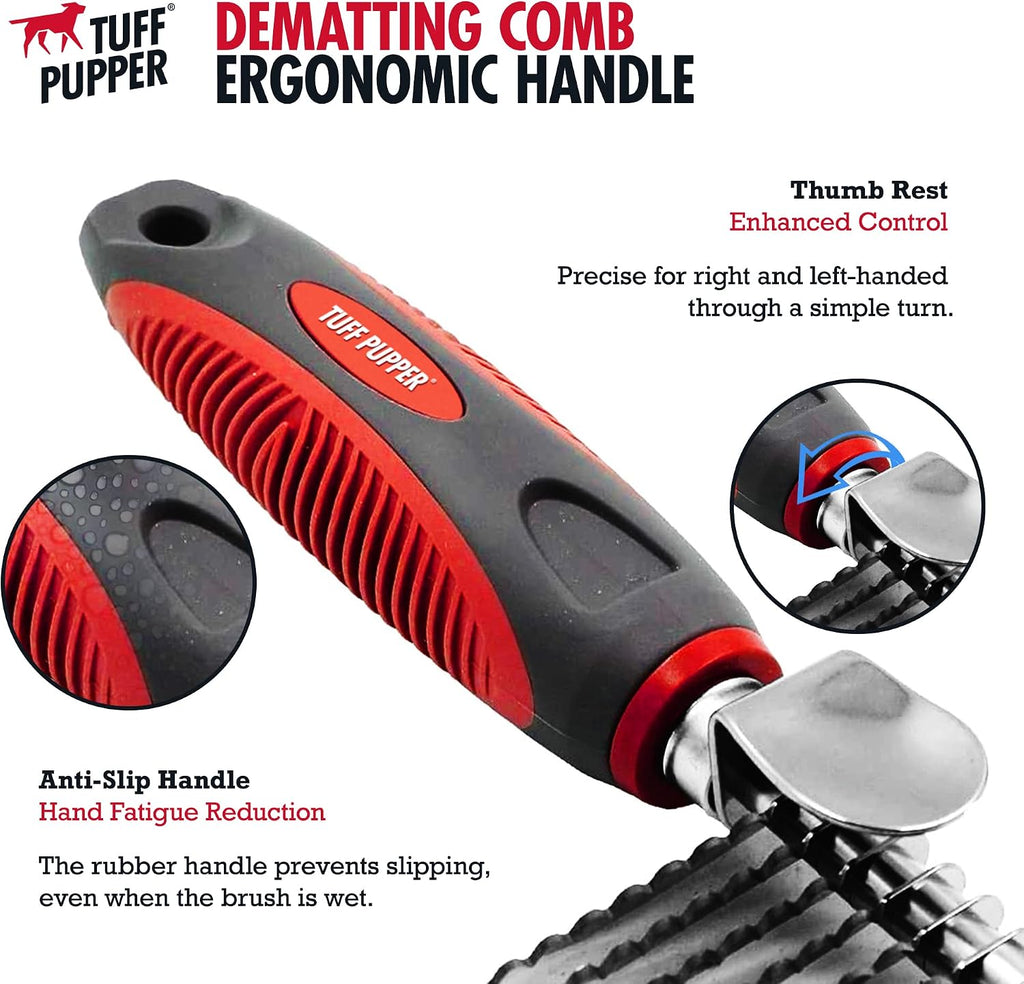 Tuff Pupper professional detangling brush tool being used on a curly haired Poodle.