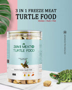 Bnyee freeze dried chicken duck and fish meat cubes close up