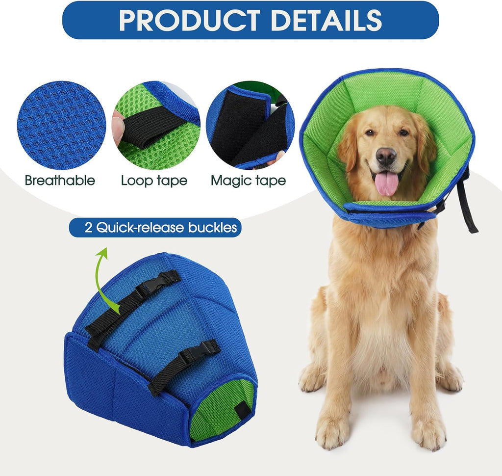 Letsqk dog recovery cone showing breathable mesh material