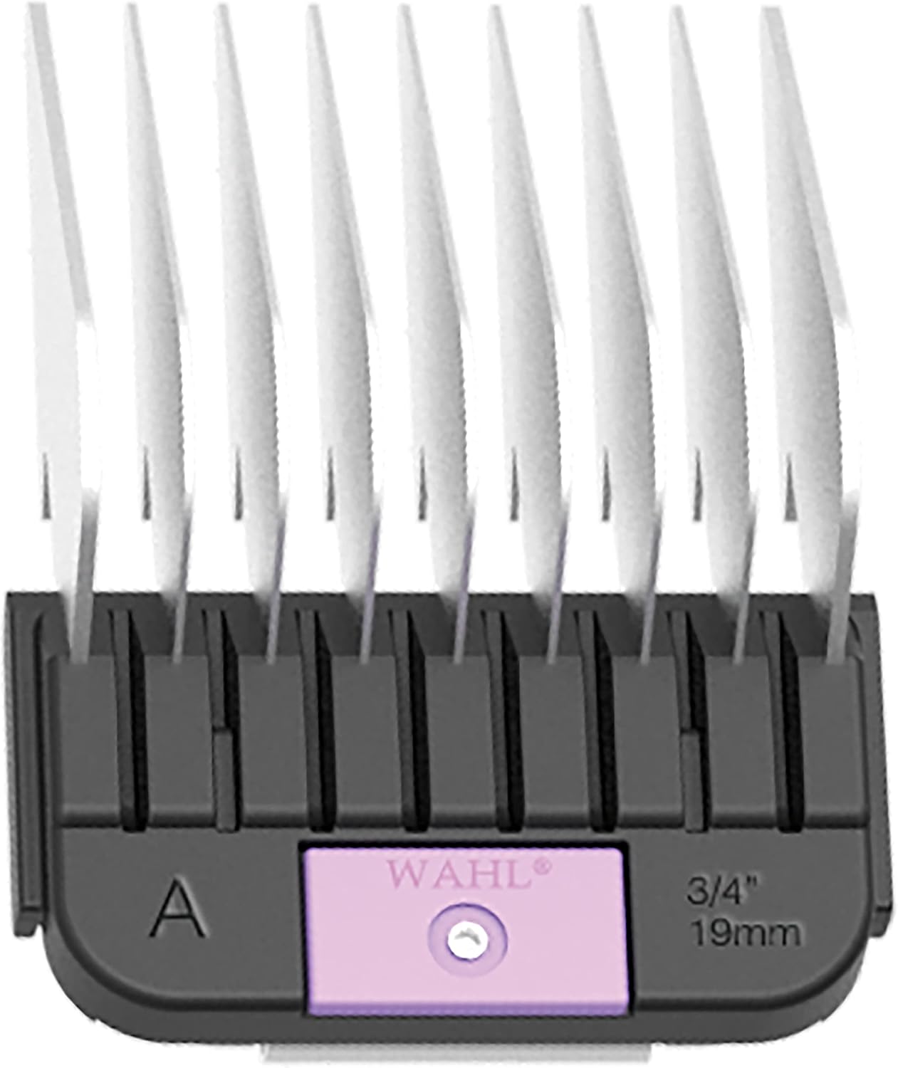 Color coded orange pet grooming attachment guide comb for professional clippers.