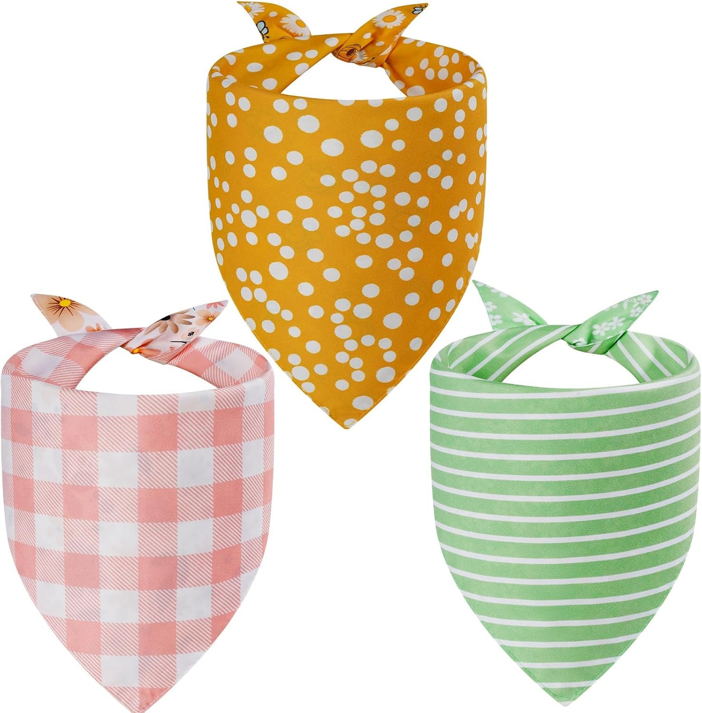 Three reversible summer floral dog bandanas for pets