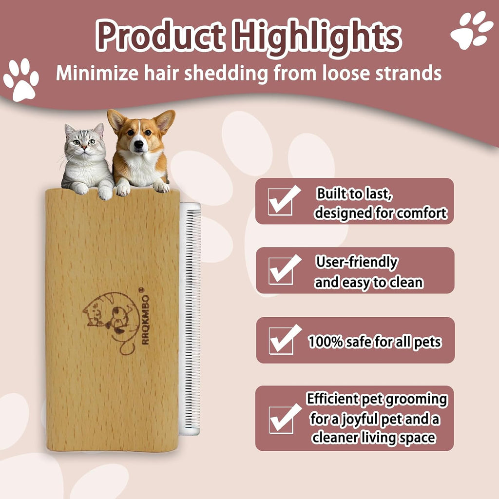 MGI Incorporates dog and cat comb showcasing the side profile of the sturdy wooden handle assembly.