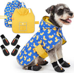 Dog Raincoat and Shoes for Weighing 10-22lbs, Spring Summer Waterproof Dogs Boots & Paw Protectors, Adjustable Pet Poncho with Leash Hole for Large Medium Small Dogs, Yellow(Single Side) - Image 9