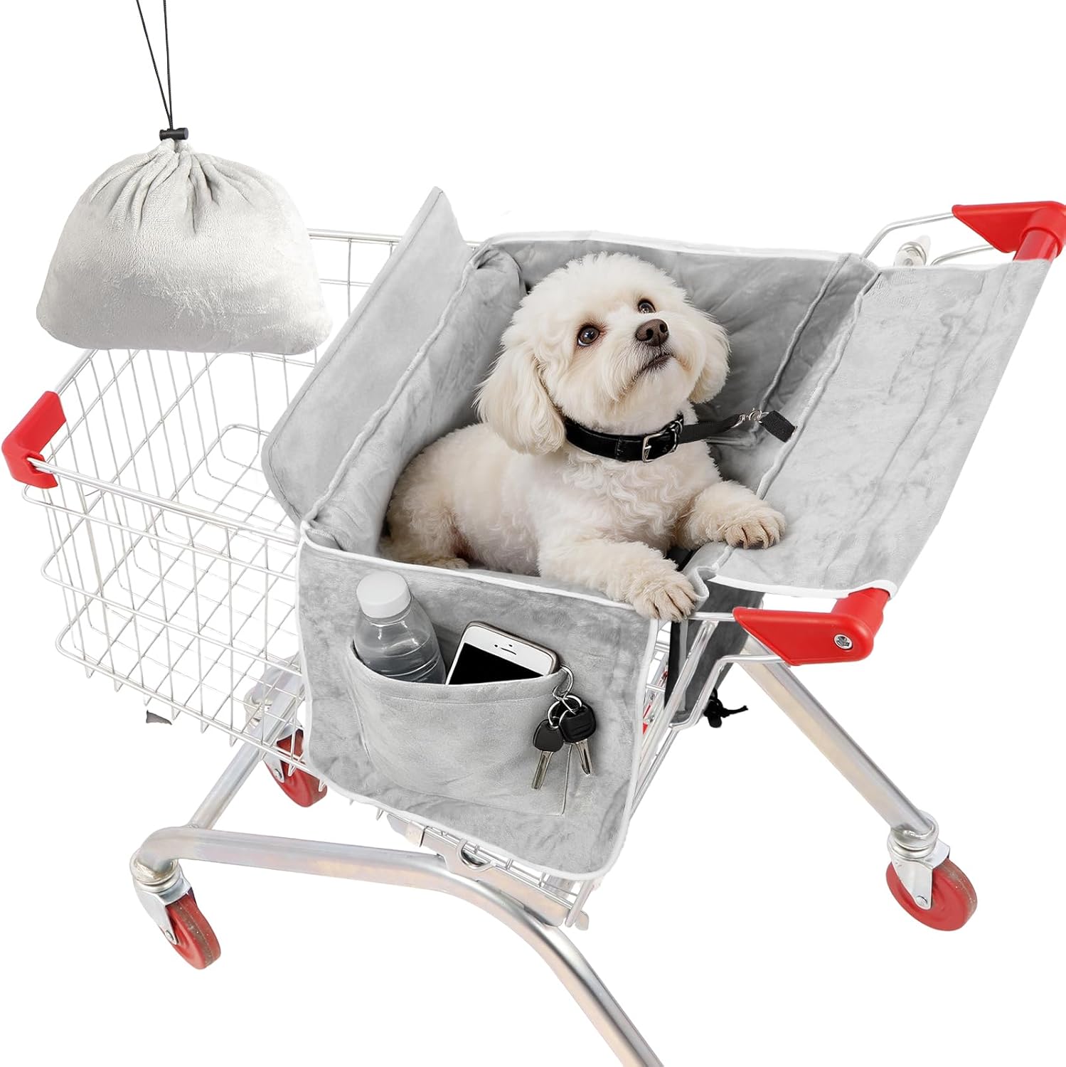 Xingtnine dog shopping cart cover gray front view
