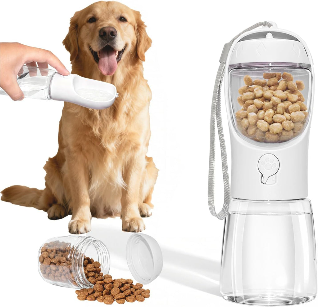 Portable Dog Water Bottle with Food Container, BPA Free Travel Water Bottle for Dogs, 2-in-1 Dispenser Drinking Feeder for Pets Walking, Hiking, Travel, Puppy Essentials, Pink, 12oz - Image 9