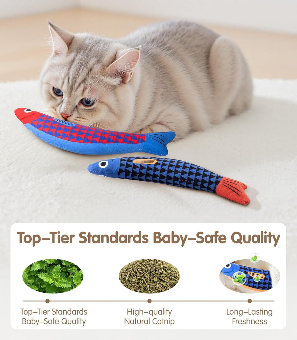 PetBusy premium USA grown catnip fish toy packaging display