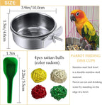 Parrot feeder dish cups mounted on wire cage