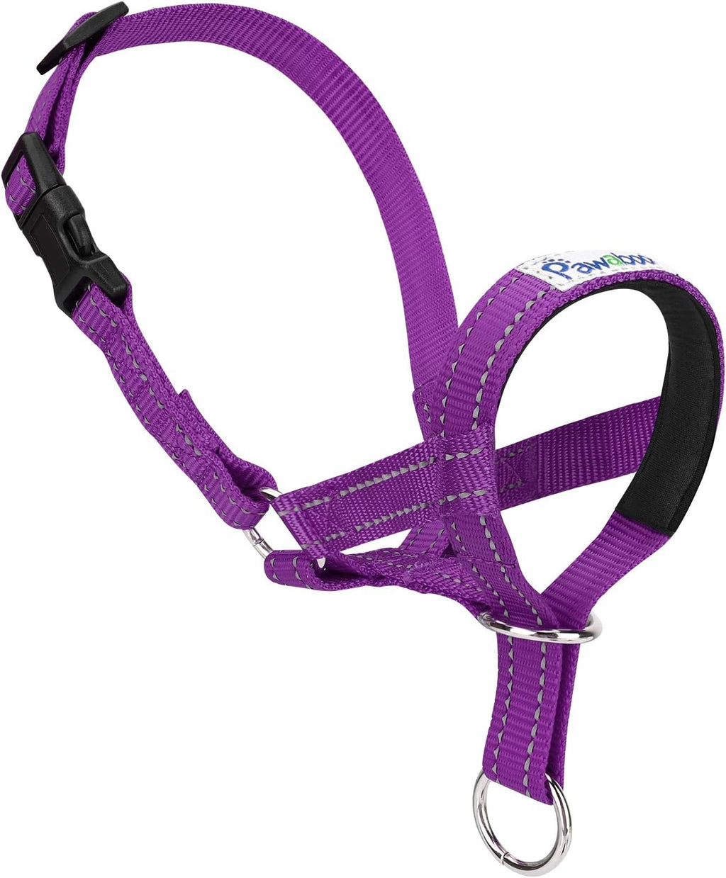 Pawaboo Dog Muzzle, Head Halter Collar for Dog, Pet Dogs Nylon Reflective Adjustable Loop Anti-Biting Barking Control Easy Fit Dogs StopsPulling Head Leash, Medium Size, Black - Image 9