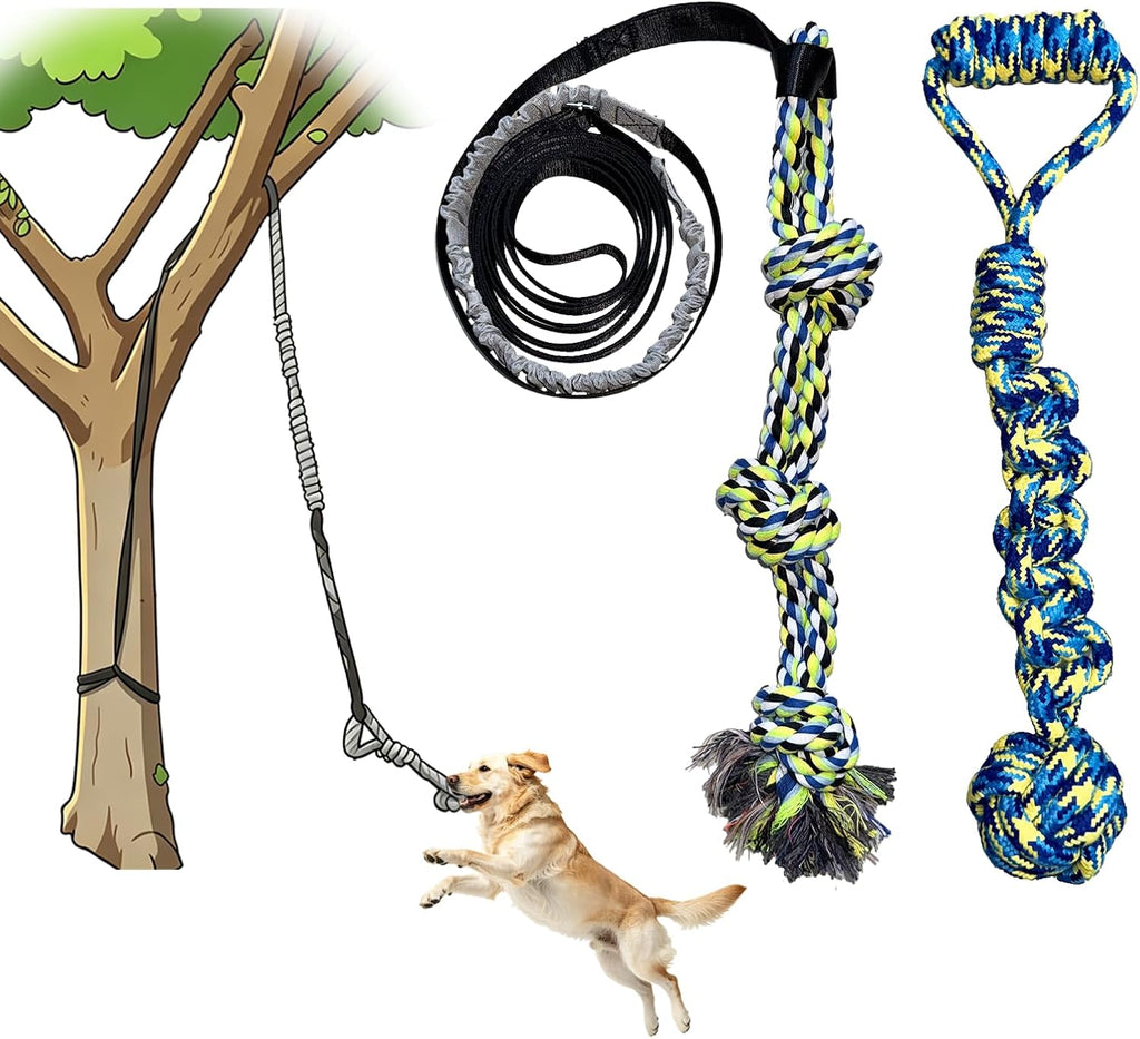 Interactive Dog Bungee Tug Toy, 4 Pieces Hanging Spring Pole for Puppy/Small/Medium Dogs, Outdoor Tether Rope for Yard & Small Tree, Indoor Door Pull Toy for Self Play and Solo Exercise - Image 10