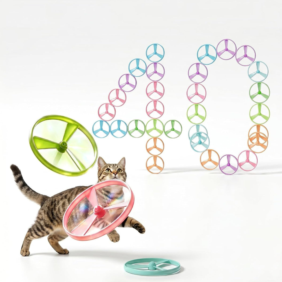 Cat Fetch Toy Launcher with 10 Soft & Flexible Discs, Cat Toys for Indoor Cats, LED Glowing Launcher, Electric Interactive Kitten Toy for Hunting & Exercise, USB Rechargeable - Image 9