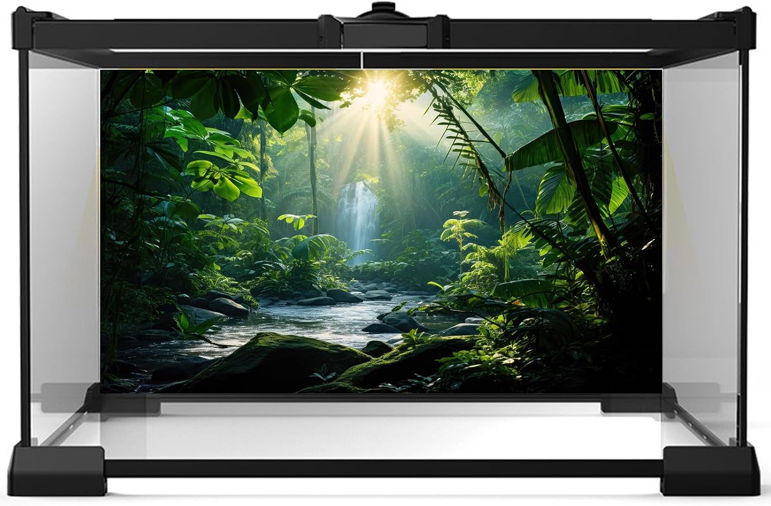 2 Packs Tropical Rainforest Aquarium Background Lush Green Rainy Leaf Fish Tank Background Natural Green Jungle Forest Foliage Landscape Reptile Tank Enclosure Backgrounds Wallpaper 36x18in - Image 14