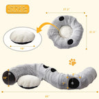 Grey cat donut tunnel with washable circle cushion top view