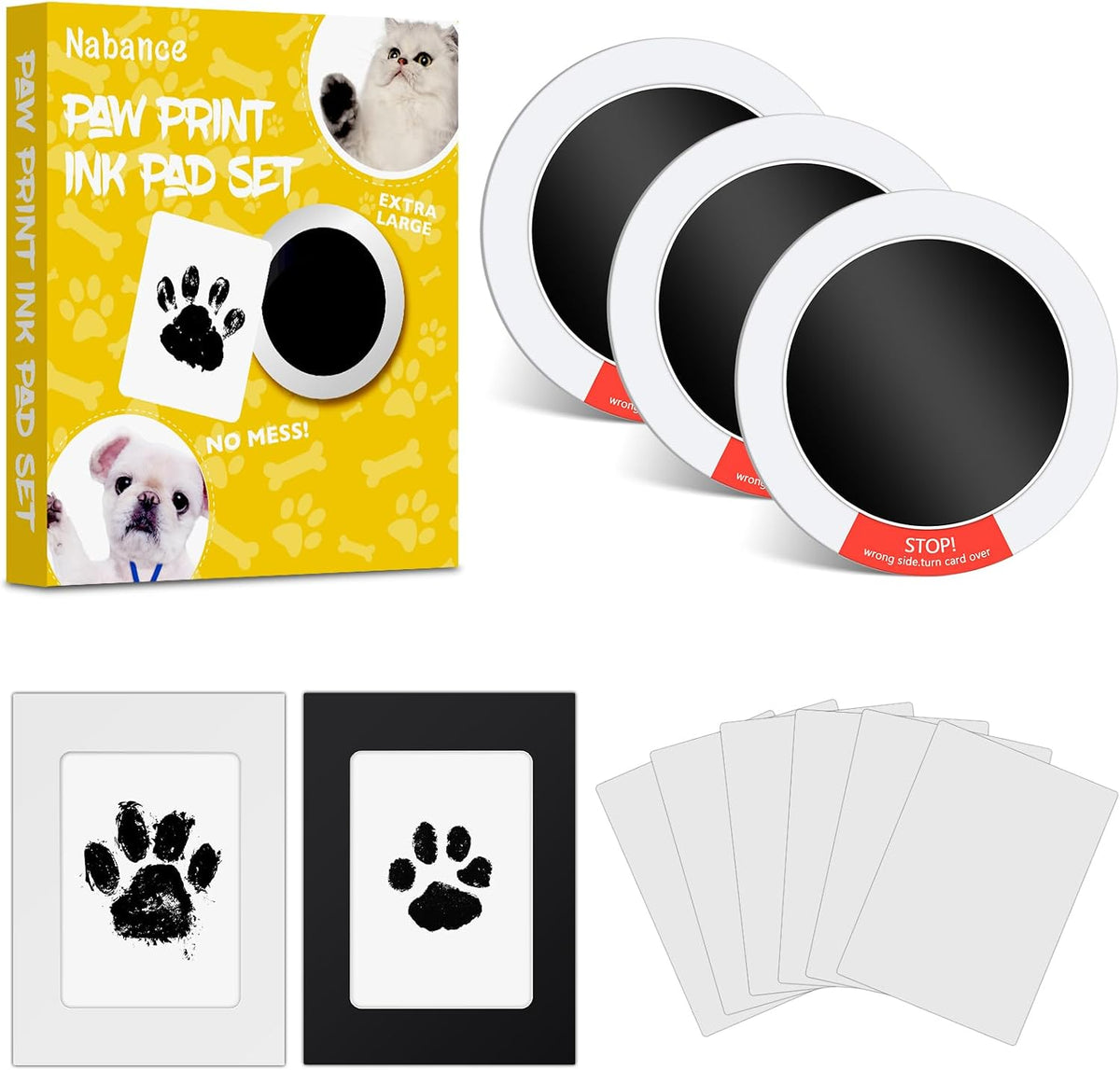 Nabance Inkless Paw Print Kit for Dogs, Cats, Pet Paw & Nose Print, 3 Pack - Image 1