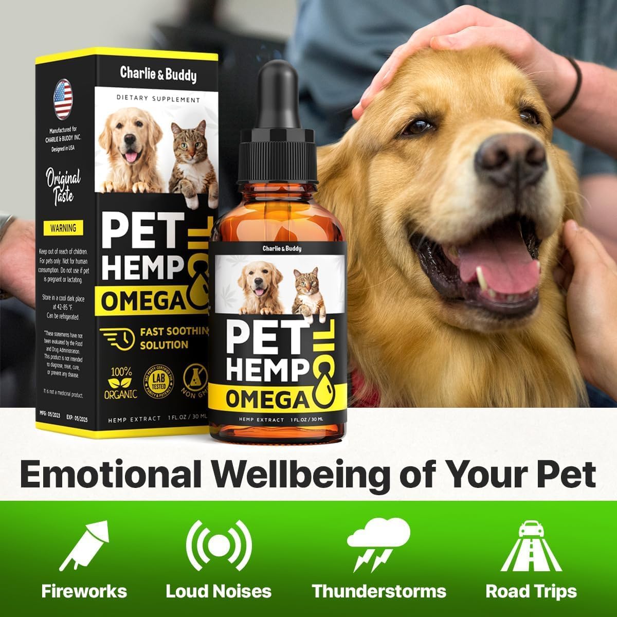 USA imported pet skin and coat oil featuring vitamins B and E.