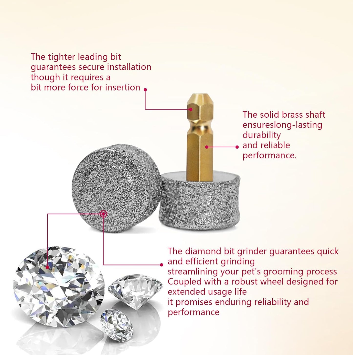 Two pack diamond tip grinding wheels for pet nail care