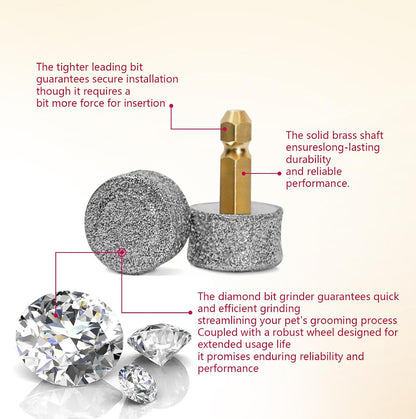 Two pack diamond tip grinding wheels for pet nail care