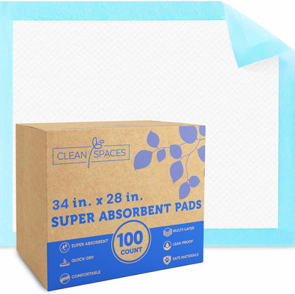 Clean Spaces 100 Count Super Absorbency Puppy Pads 22"x 22", Leakproof Quick Drying Dog Training Pee Pads, Puppy Pee Pads, Disposable Underpads Changing Pads for Baby, Puppy and Adults - Image 11