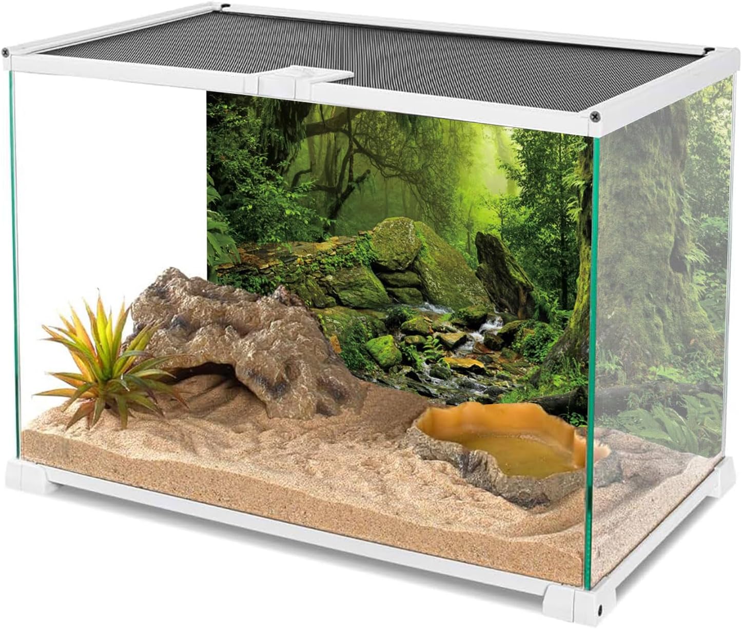 Durable polyester fabric reptile habitat background laid flat to show scale