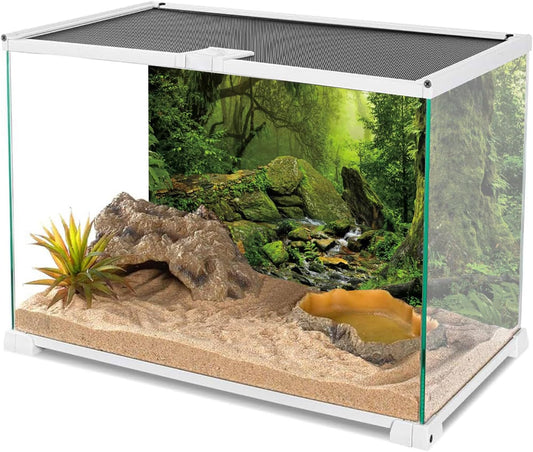 Durable polyester fabric reptile habitat background laid flat to show scale