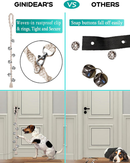 Adjustable hanging dog doorbell for door knob