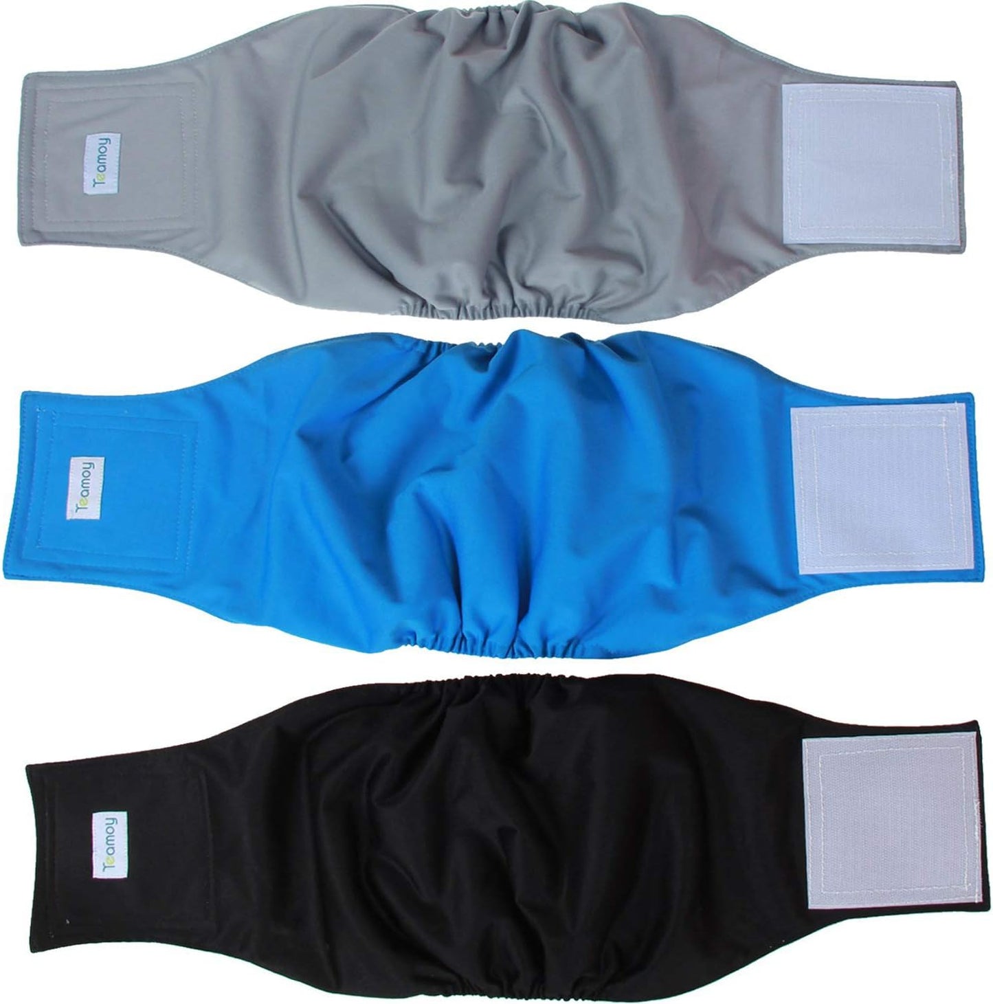 Teamoy Reusable Wrap Diapers for Male Dogs, Washable Puppy Belly Band Pack of 3 (M, 13"-16" Waist, Black+ Gray+ Lake Blue) - Image 15