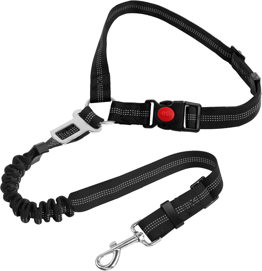 YAOHDAO Dog Seat Belt Harness for Car, Restraint Adjustable with Elastic Bungee Buffer Headrest for Vehicle, 360 degrees Swivel Carabiner Nylon Pet Safety Seat Belts Heavy Duty Car Harness for Dogs Rosy Red - Image 11