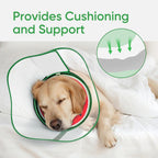 Adjustable post surgery pet collar with velcro straps close up
