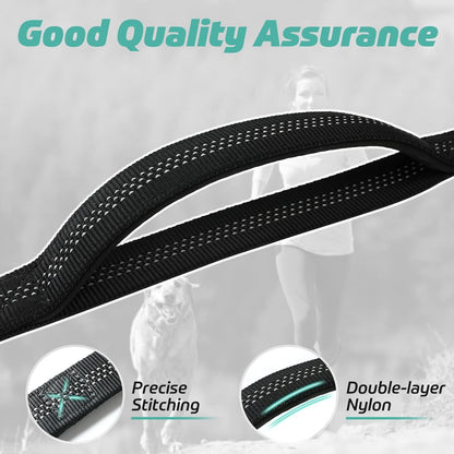 Double sided reflective stitching on nylon dog leash for night safety