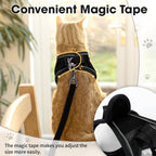 Escape proof small pet harness in black color showing full 360 degree coverage