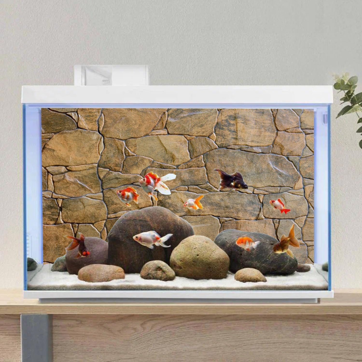 AWERT non-glare thick vinyl aquarium background fabric showing included EVA tape pieces