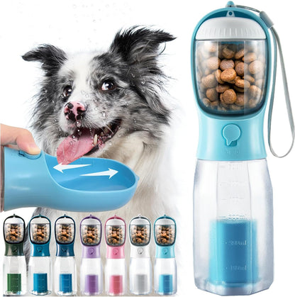 Portable Water Bottle for Small Dogs, 3 in 1 Animal Pet Travel Bowl Dispenser with Food Treat Container & Poop Bag Holder, Summer Hiking Walking Accessories for Puppy On The Go - Pink, 10oz - Image 12