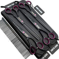 Smithking professional dog grooming scissors set front view of matte black shears
