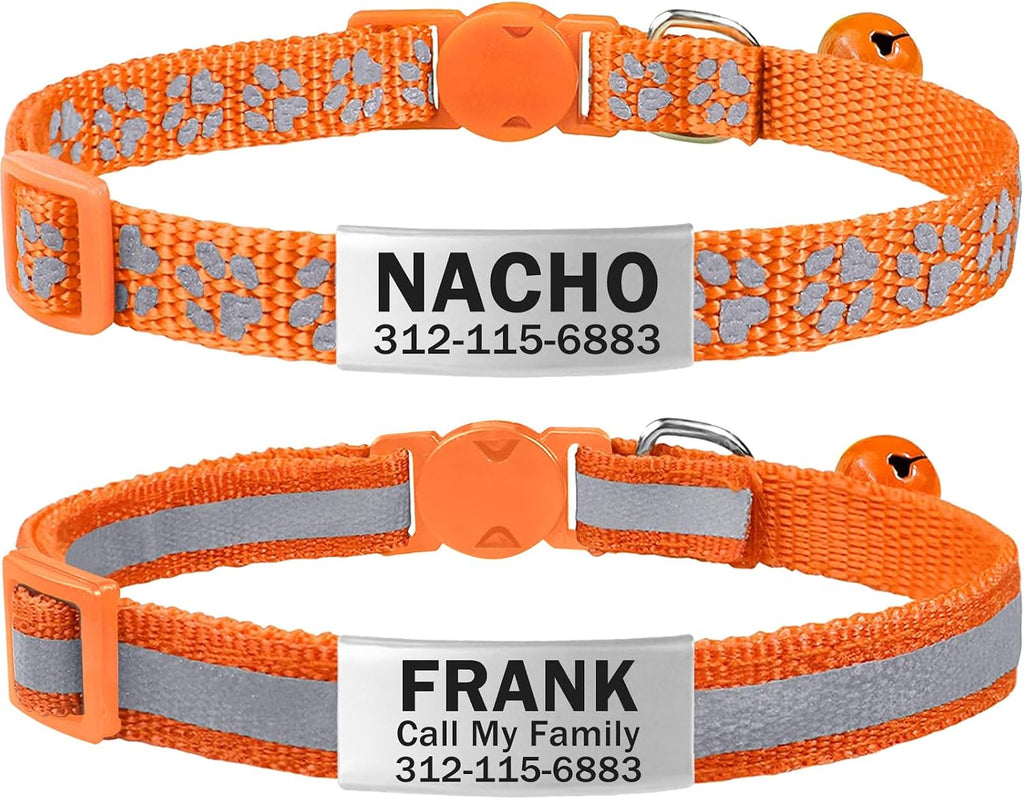 TagME 2 Pack Cat Collar with Name Tag, Personalized Reflective Cat Collar Breakaway with Bell for Boy & Girl Kitten, SkyBlue - Image 15