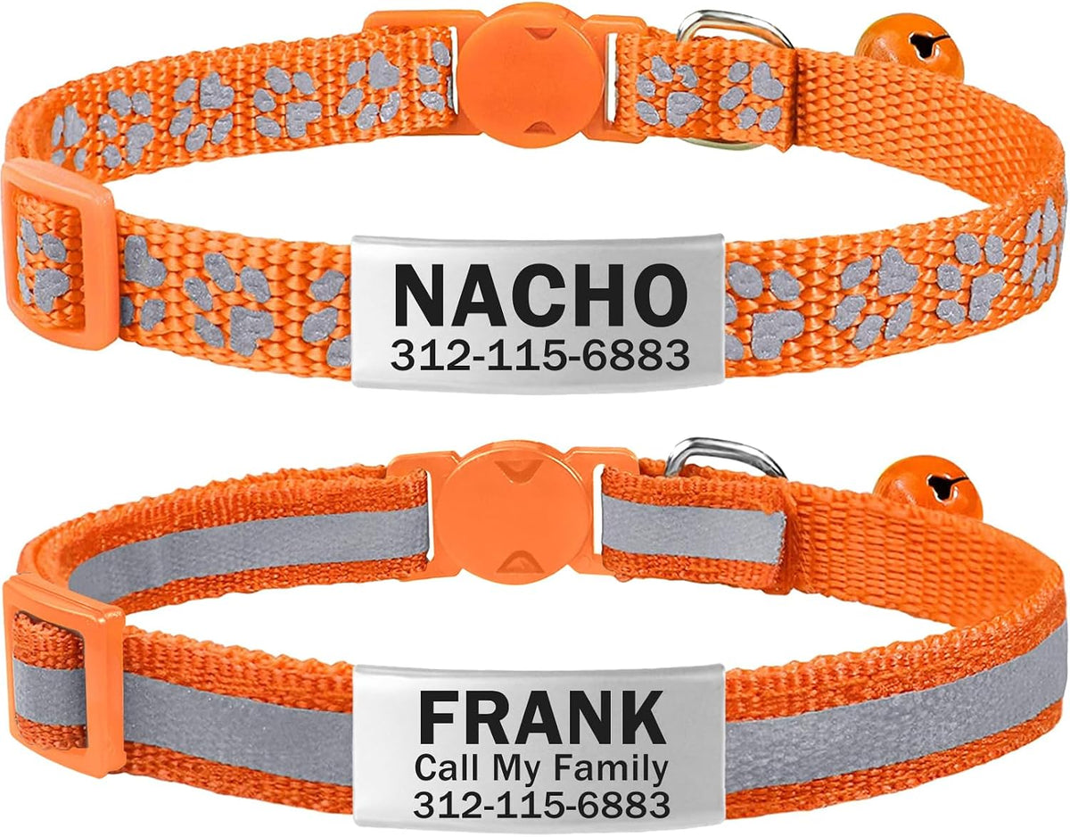 TagME 2 Pack Cat Collar with Name Tag, Personalized Reflective Cat Collar Breakaway with Bell for Boy & Girl Kitten, SkyBlue - Image 15