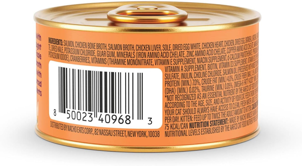 Case of 6 Made By Nacho Salmon and Sole cat food cans