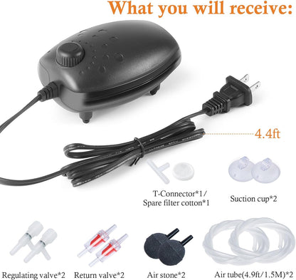 Hitop silent aquarium aerator installed in a fish tank