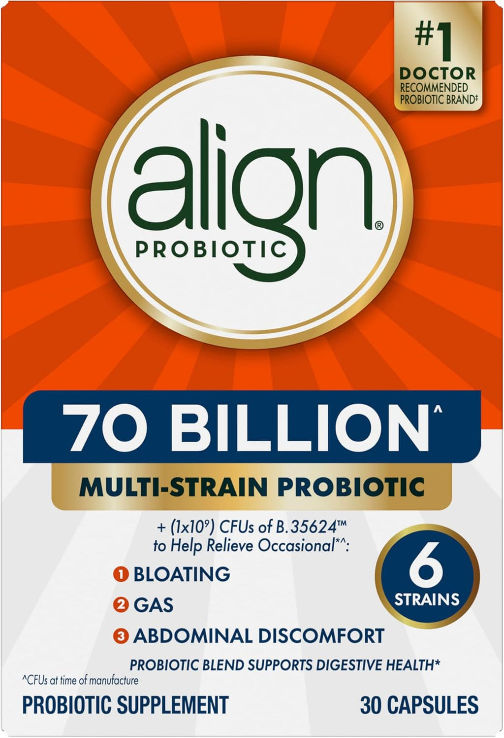 Align Probiotic, 70 Billion CFU, 6 Strain Blend, Probiotics for Women and Men, Daily Probiotics for Digestive Health, Helps Relieve Occasional Bloating & Gas 30 Capsules - Image 10