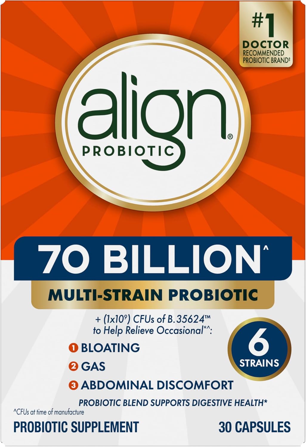 Align Probiotic, 70 Billion CFU, 6 Strain Blend, Probiotics for Women and Men, Daily Probiotics for Digestive Health, Helps Relieve Occasional Bloating & Gas 30 Capsules - Image 10